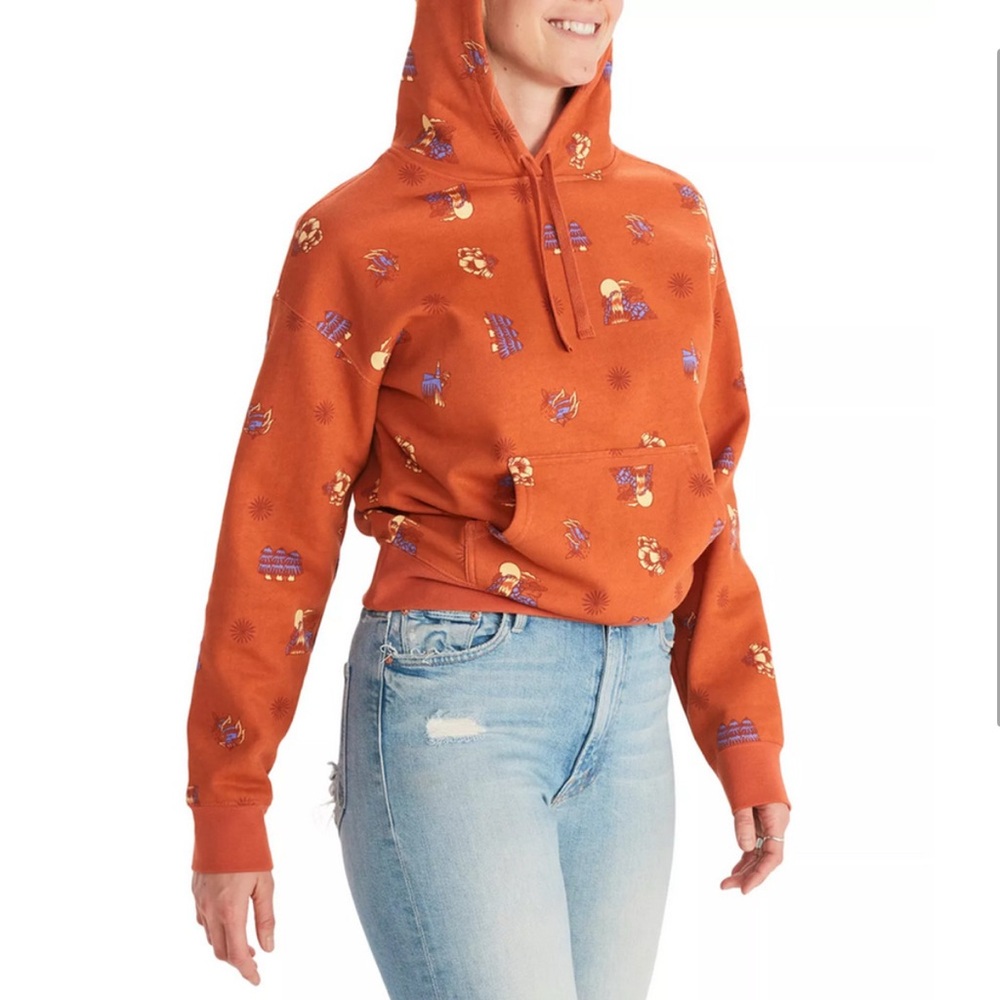 Marmot Women’s Printed Orange Hoodie Size S